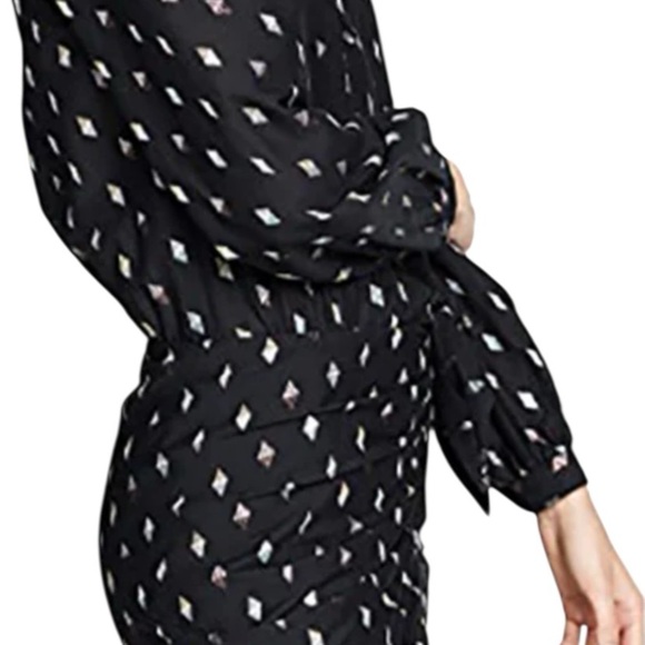 Veronica Beard Black Metallic Jacquard ALIA Ruched Ruffle mini dress - Picture 3 of 13